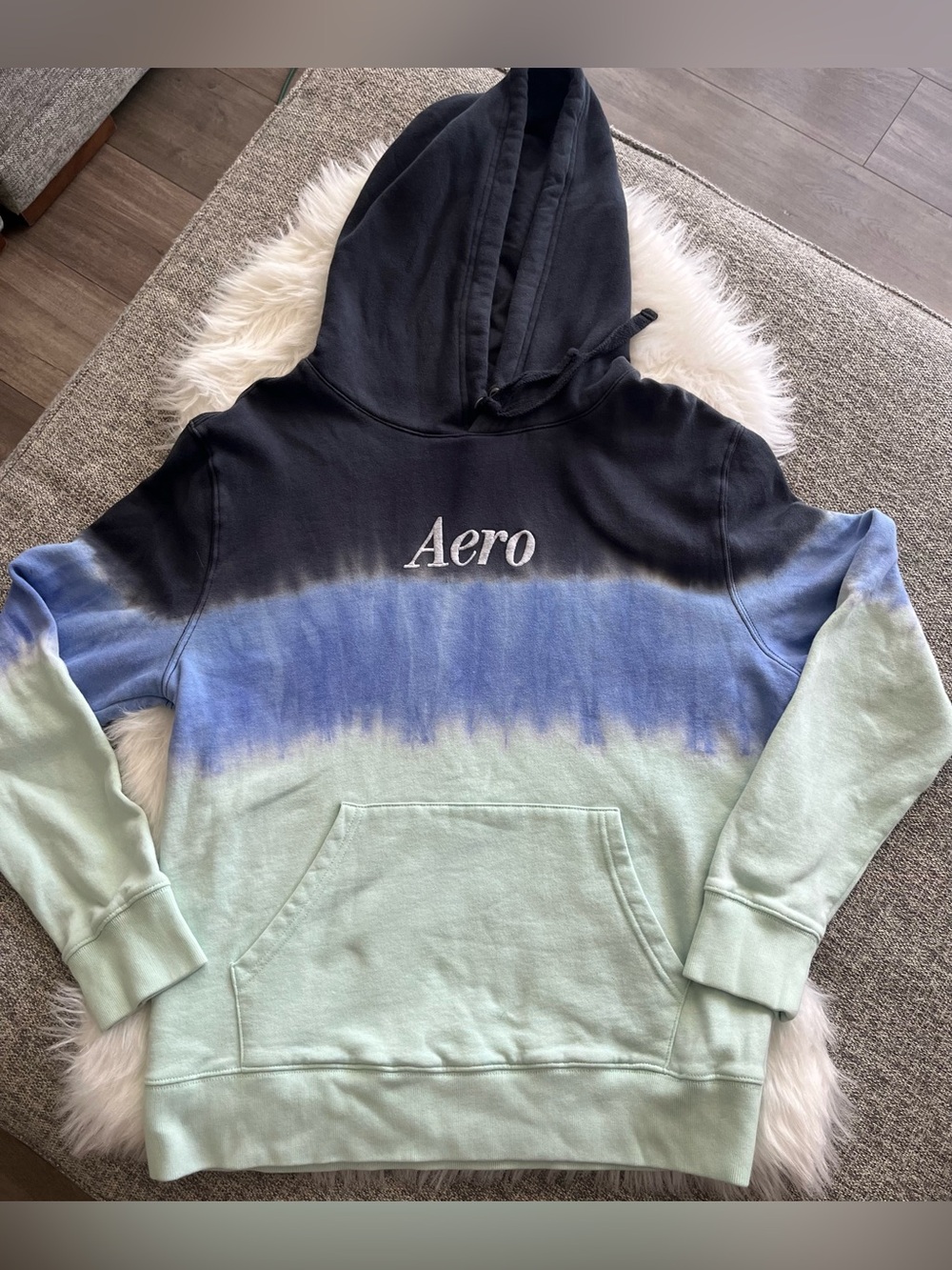 Aeropostale Black Blue Mint Tie-Dye Hoodie